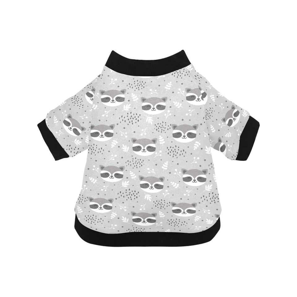 Cute raccoons leaves dot All Over Print Pet Dog Round Neck Fuzzy Shirt