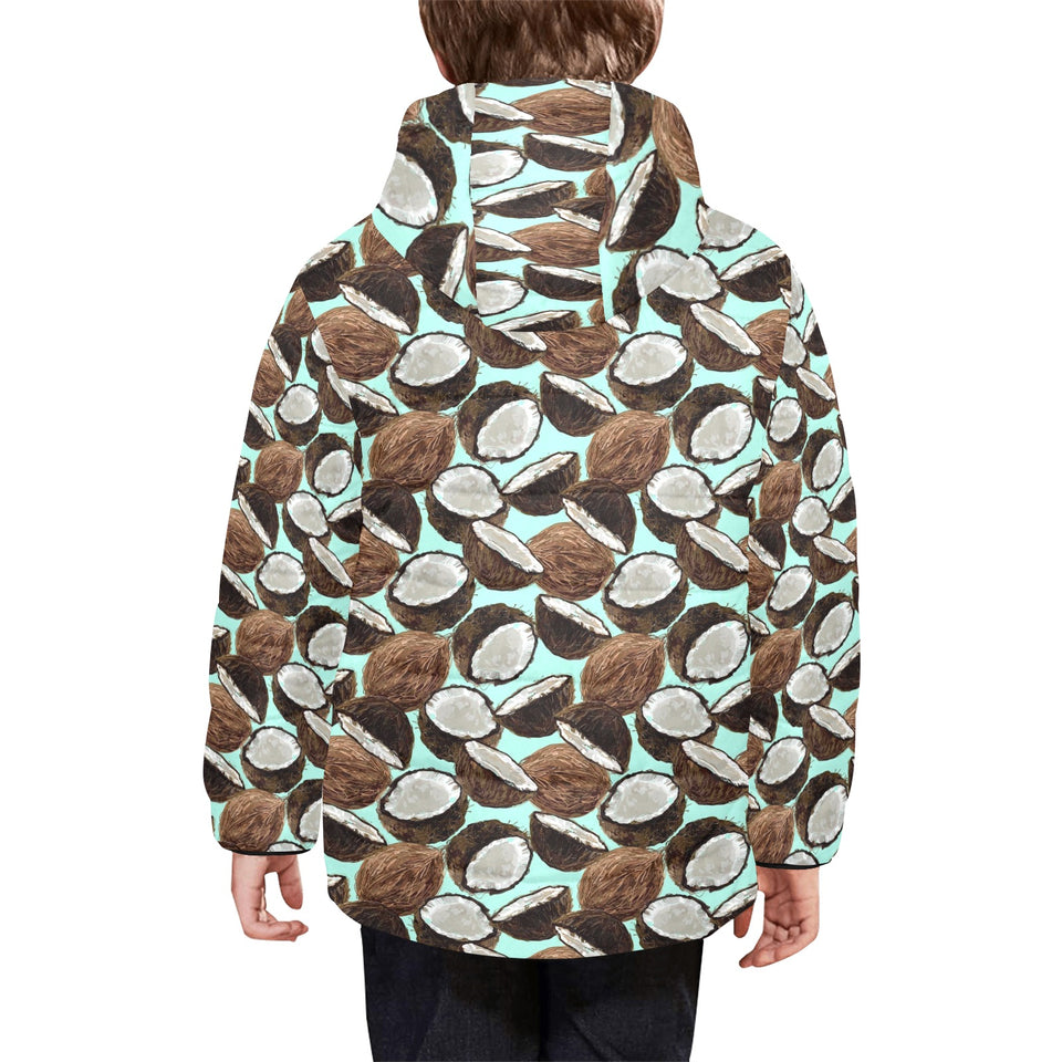 Coconut Pattern Print Design 03 Kids' Boys' Girls' Padded Hooded Jacket