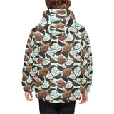 Coconut Pattern Print Design 03 Kids' Boys' Girls' Padded Hooded Jacket