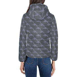 Swordfish Pattern Print Design 03 Women's Padded Hooded Jacket