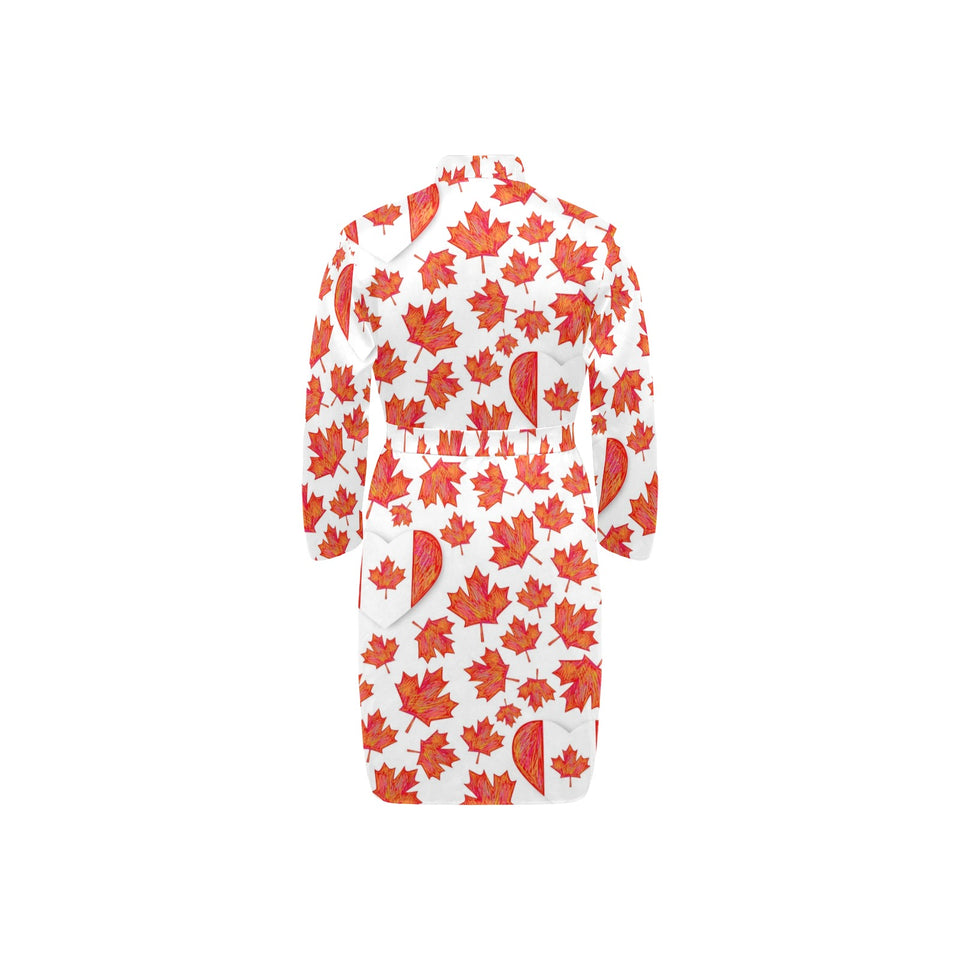 Canada Pattern Print Design 02 Men's Long Sleeve Belted Night Robe