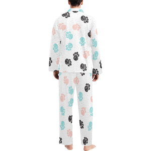 Dog Paws Pattern Print Design 04 Men's Long Pajama Set