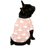 Swan flower light pink background All Over Print Pet Dog Round Neck Fuzzy Shirt