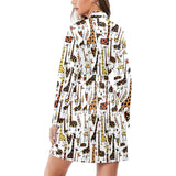 Giraffe Pattern Print Design 05 Women's Long Sleeve Belted Night Robe