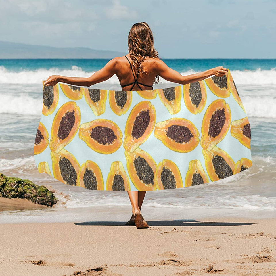Watercolor papaya pattern Beach Towel