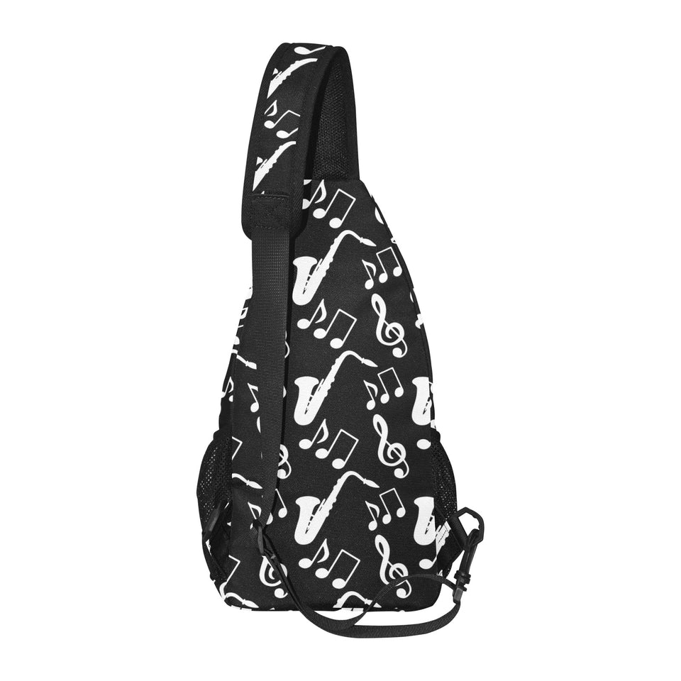 Saxophone music notes treble clef black white them All Over Print Chest Bag