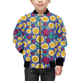 Passion fruit blue background Kids' Boys' Girls' Bomber Jacket
