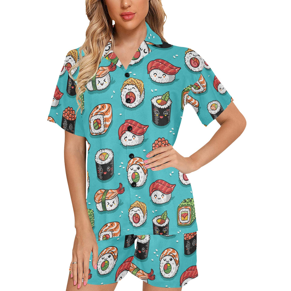 Cute sushi pattern Women's V-Neck Short Pajama Set