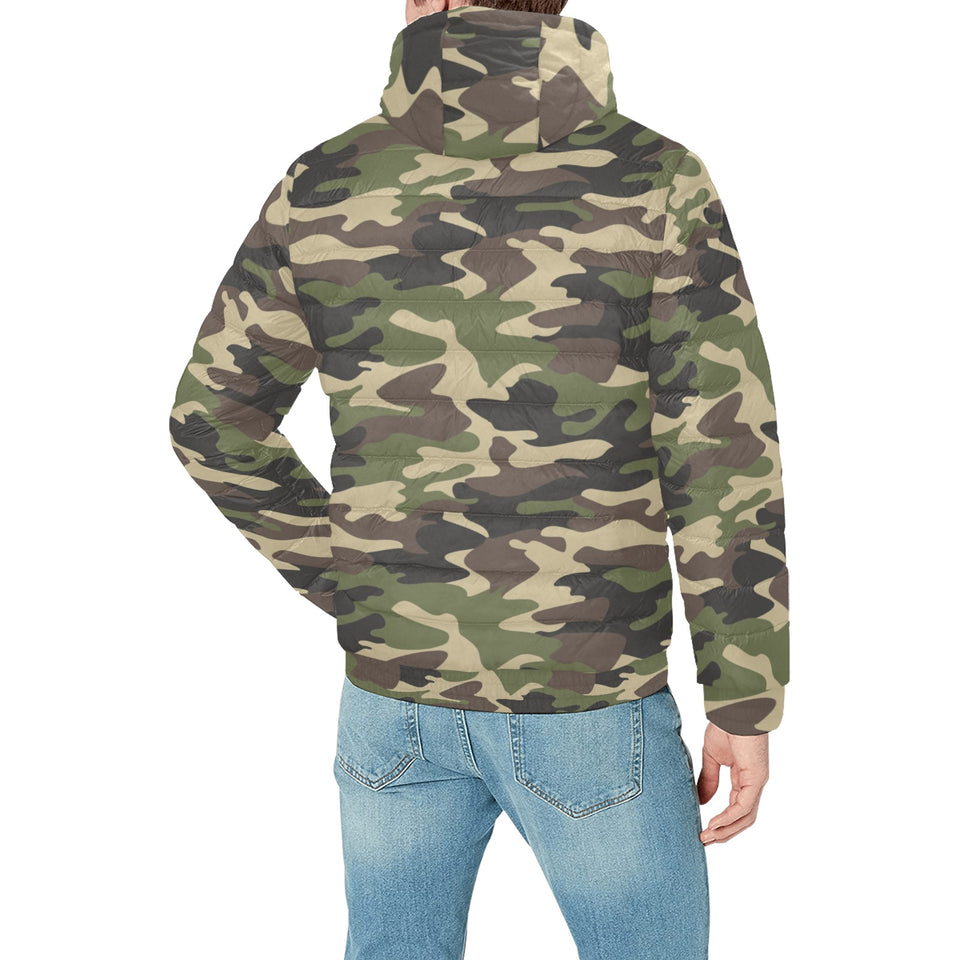 Dark Green camouflage pattern Men's Padded Hooded Jacket