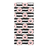 Donuts pink icing striped pattern Beach Towel