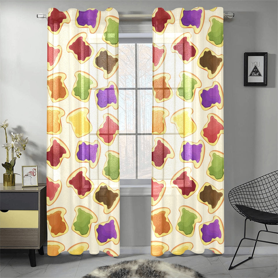Bread Toast Pattern Print Design 02 Gauze Curtain