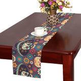 Sugar skulls flower maxican pattern Table Runner
