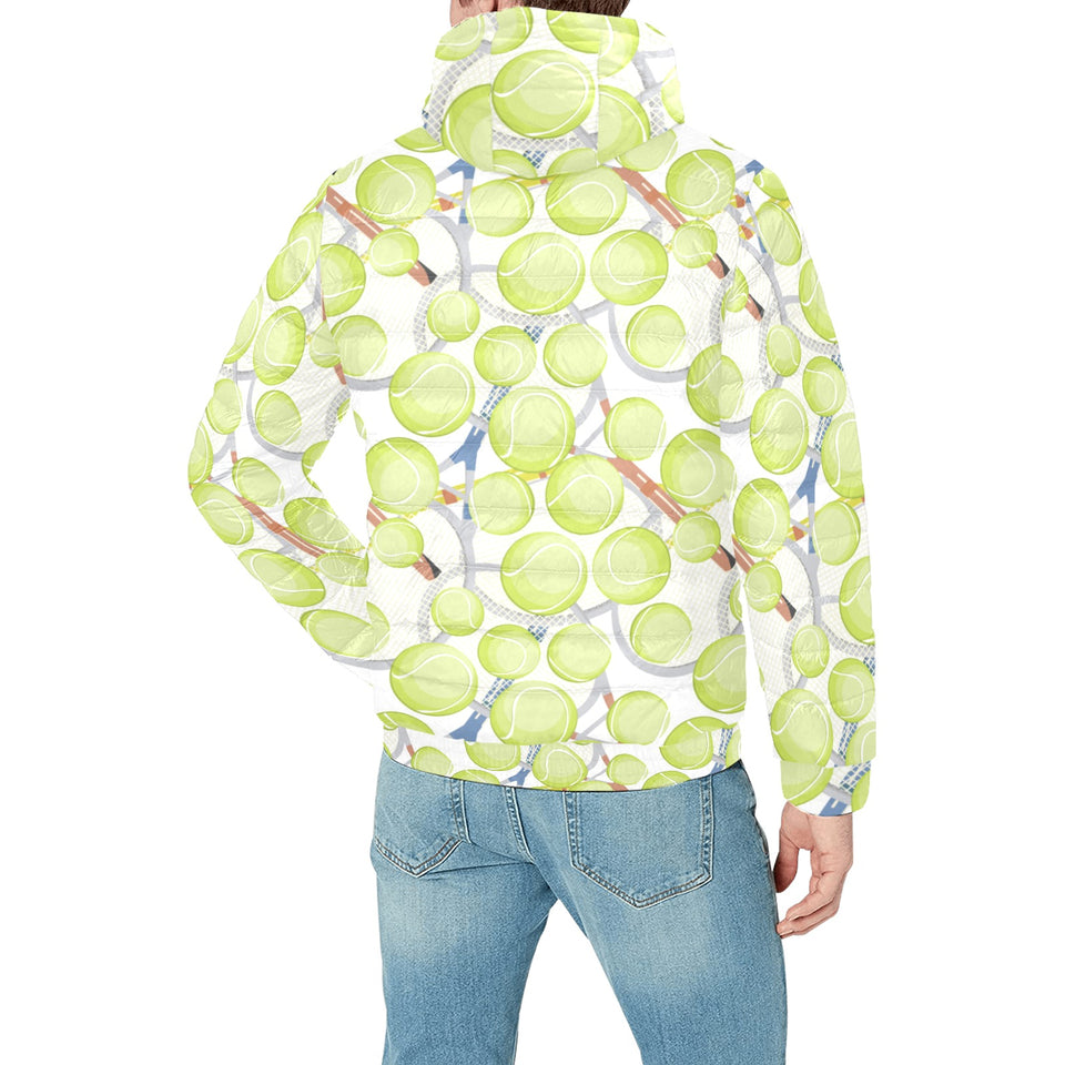 Tennis Pattern Print Design 01 Men's Padded Hooded Jacket