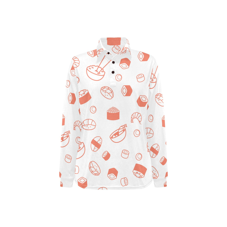 Sushi pattern Women's Long Sleeve Polo Shirt