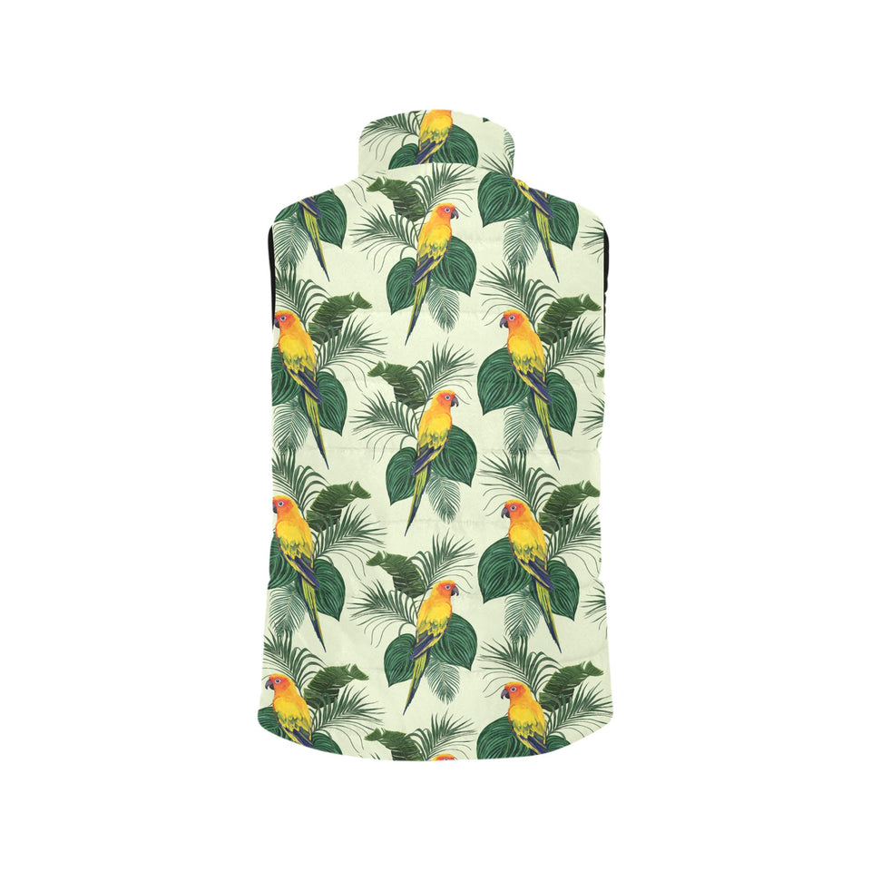 Beautiful parrot palm leaves pattern Women's Padded Vest
