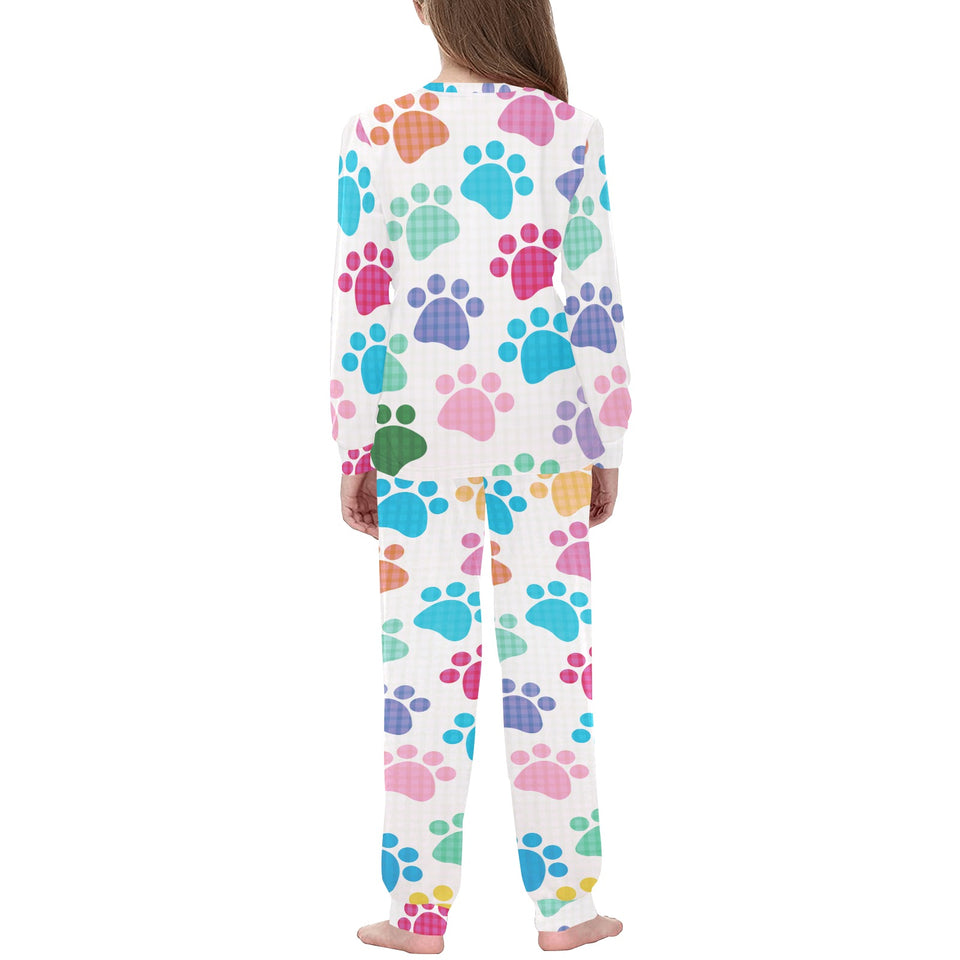 Dog Paws Pattern Print Design 01 Kids' Boys' Girls' All Over Print Pajama Set