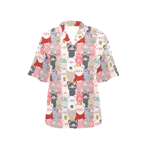 Pig Pattern Print Design 02 Women's All Over Print Hawaiian Shirt