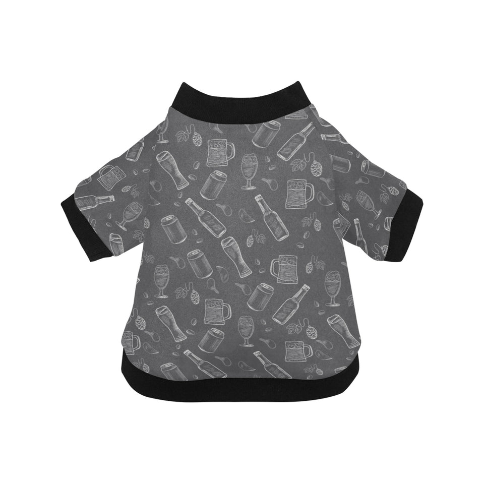 Beer hand drawn pattern All Over Print Pet Dog Round Neck Fuzzy Shirt
