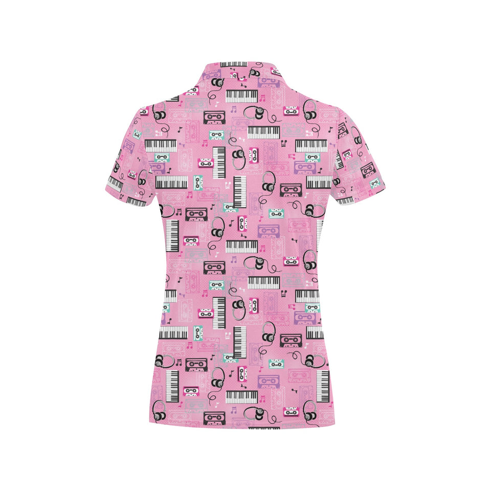 Piano Pattern Print Design 01 Women's All Over Print Polo Shirt