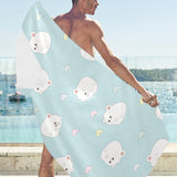 White cute hamsters heart pattern Beach Towel