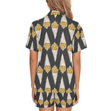French fries dark background Women's V-Neck Short Pajama Set