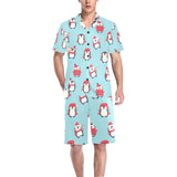 Cute penguin christmas design pattern Men's V-Neck Short Pajama Set