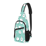 Cute sheep green background All Over Print Chest Bag