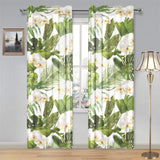 White orchid flower tropical leaves pattern Gauze Curtain