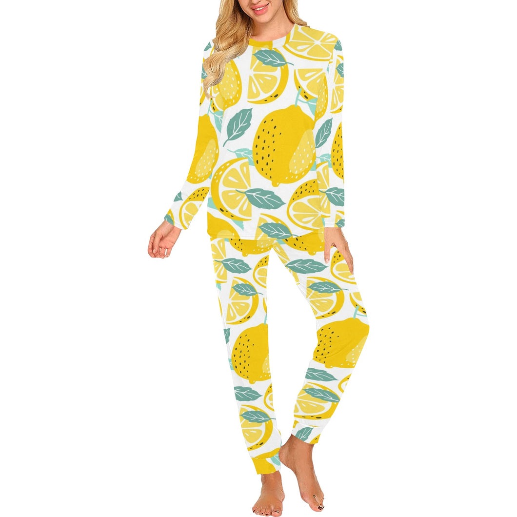 lemon design pattern Women's All Over Print Pajama Set