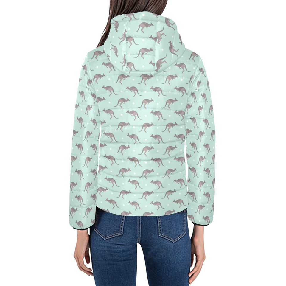 Kangaroo pattern background Women's Padded Hooded Jacket