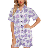 Hedgehog Pattern Print Design 05 Women's V-Neck Short Pajama Set