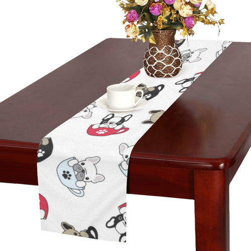 French bulldog cup paw pattern Table Runner