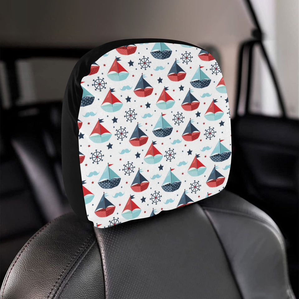 Cute color paper sailboat pattern Car Headrest Cover
