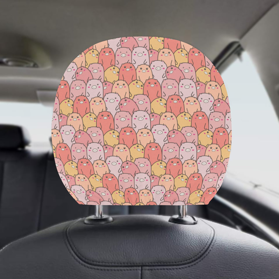 Pig Pattern Print Design 04 Car Headrest Cover