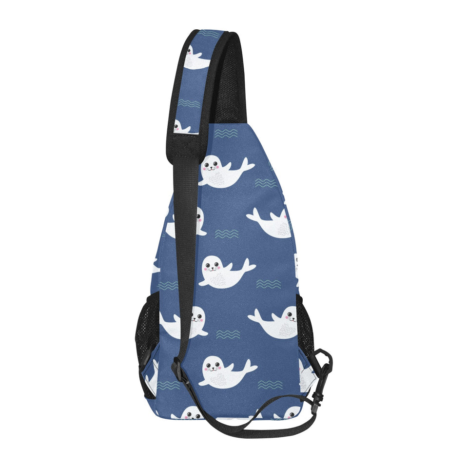 Cute white baby sea lion seal pattern All Over Print Chest Bag