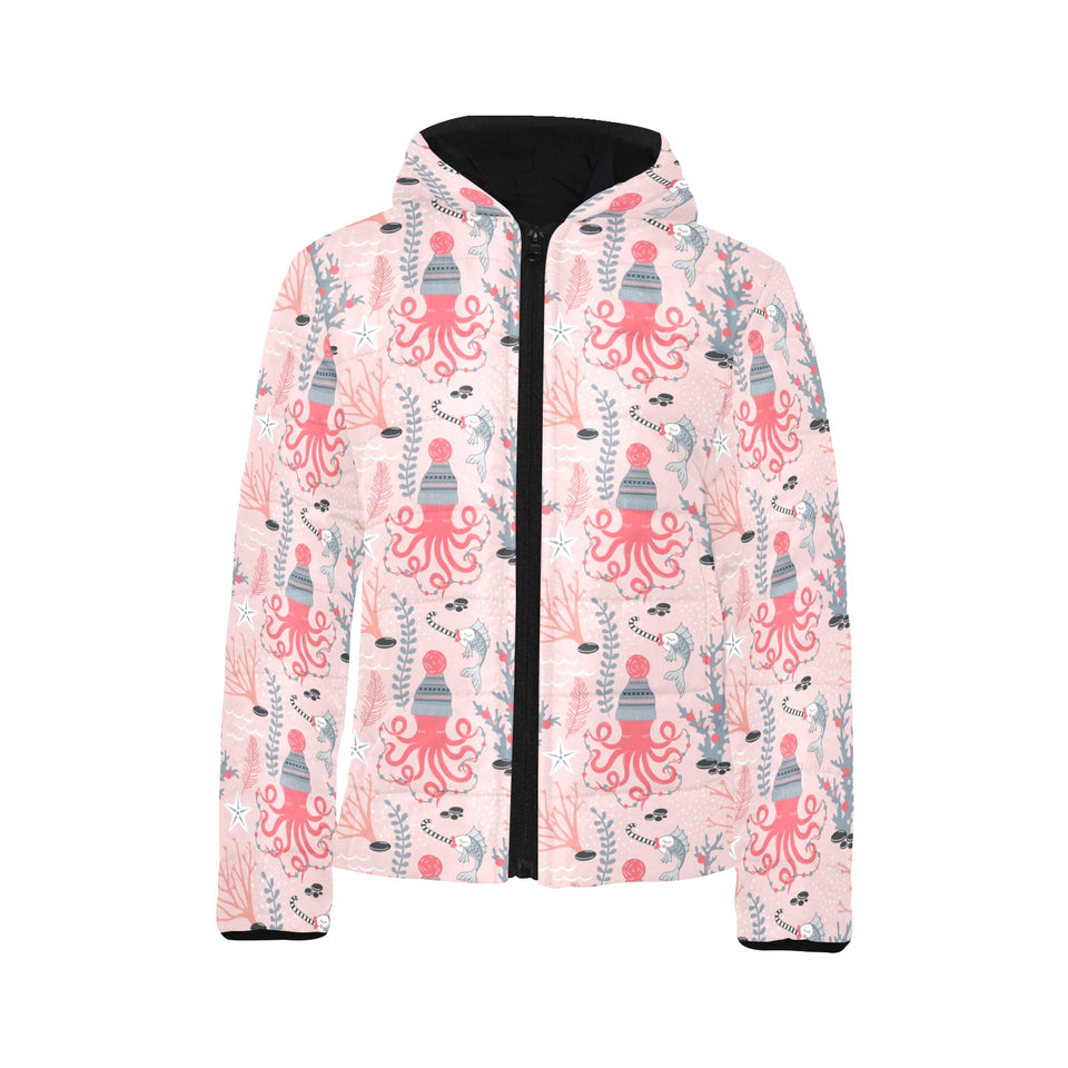 Octopus winter hat garland Fish candy Seaweed Cora Kids' Boys' Girls' Padded Hooded Jacket