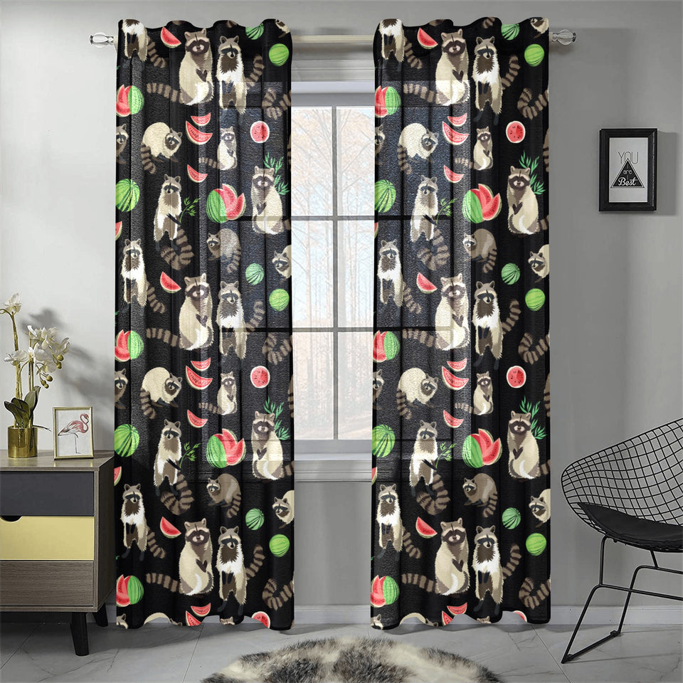Raccoon watermelon pattern Gauze Curtain