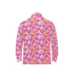 Hibiscus Pattern Print Design 01 Men's Long Sleeve Polo Shirt
