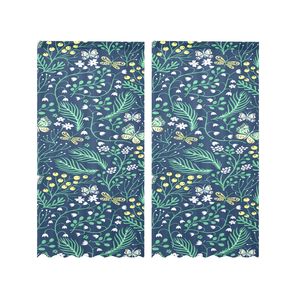 butterfly leaves pattern Gauze Curtain