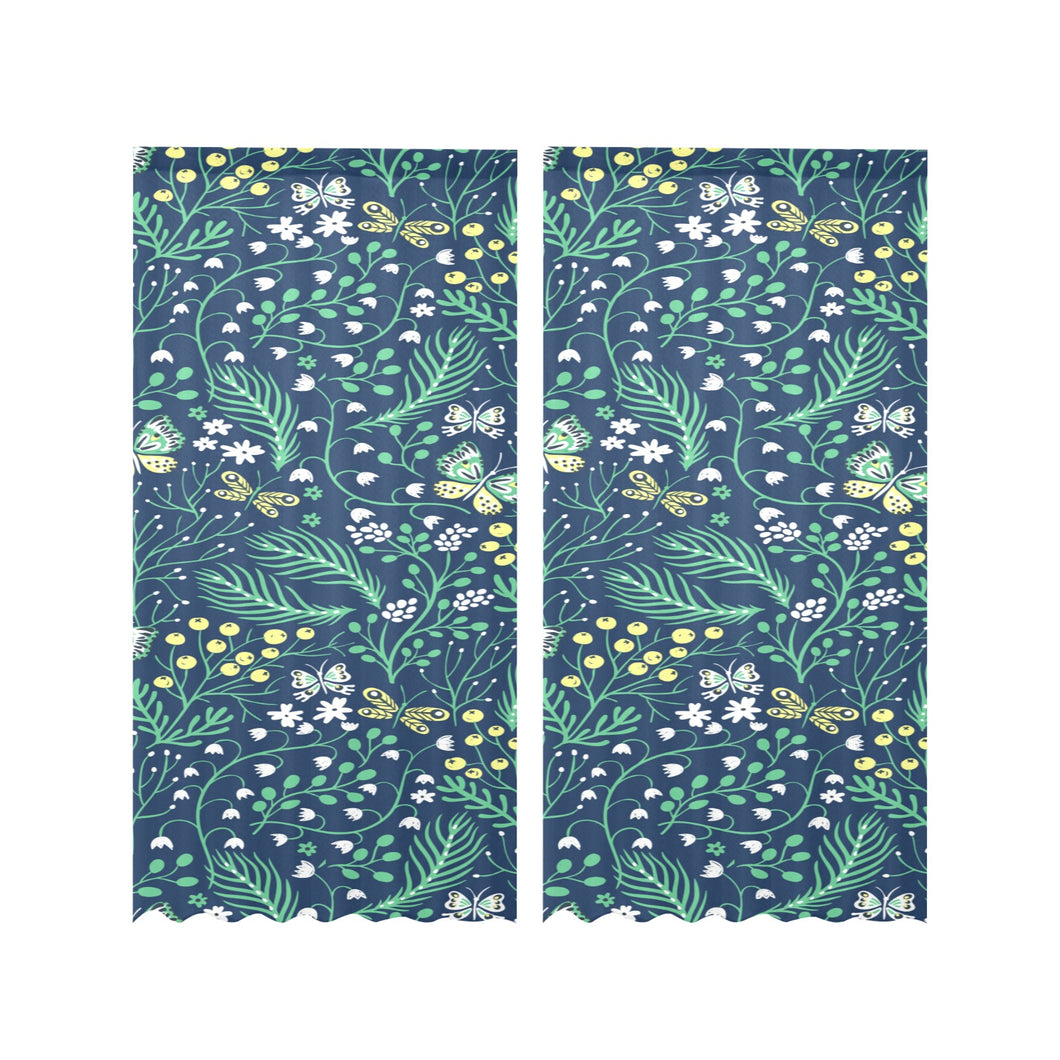 butterfly leaves pattern Gauze Curtain