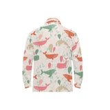 Cute whale pattern Men's Long Sleeve Polo Shirt