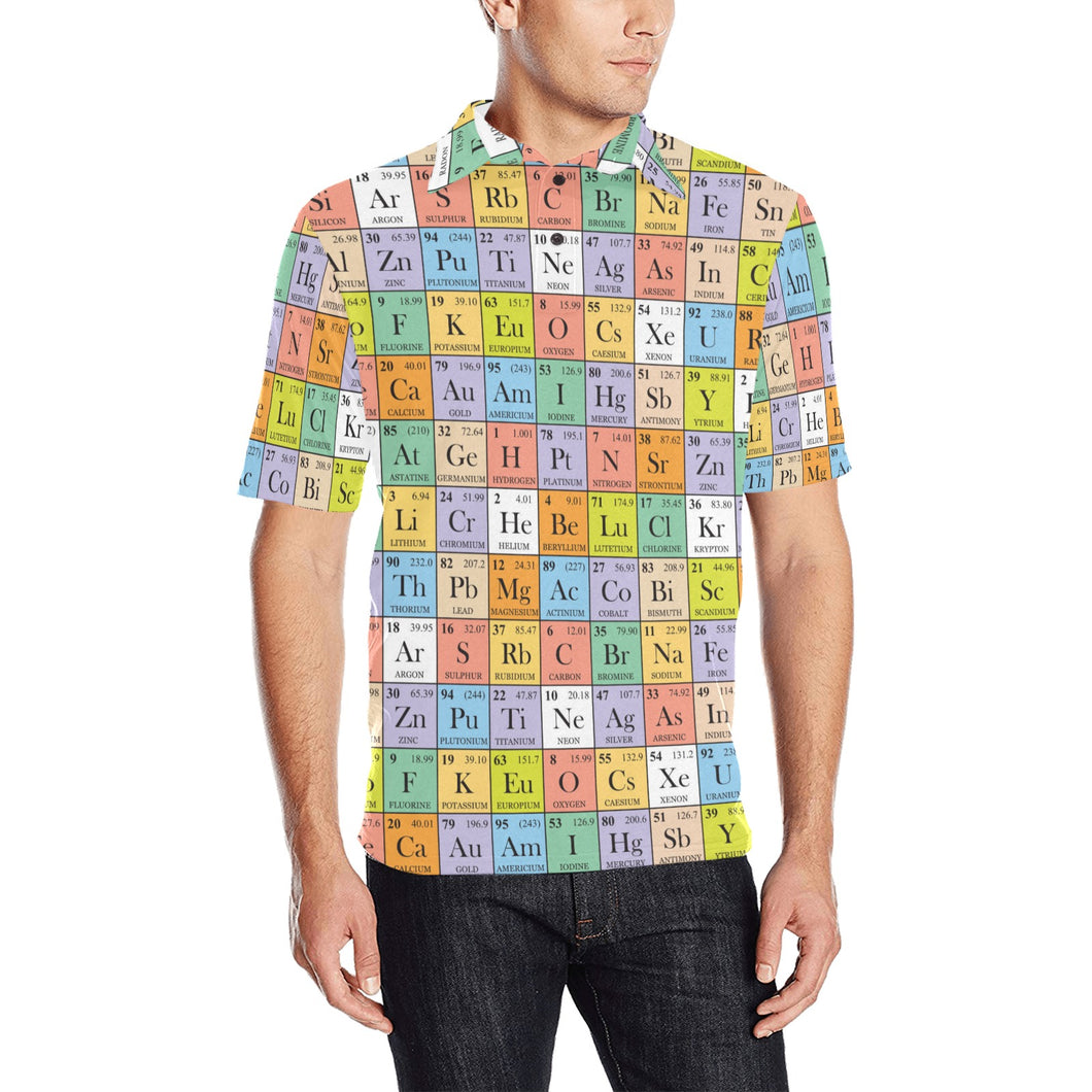 Chemistry Periodic Table Pattern Print Design 01 Men's All Over Print Polo Shirt