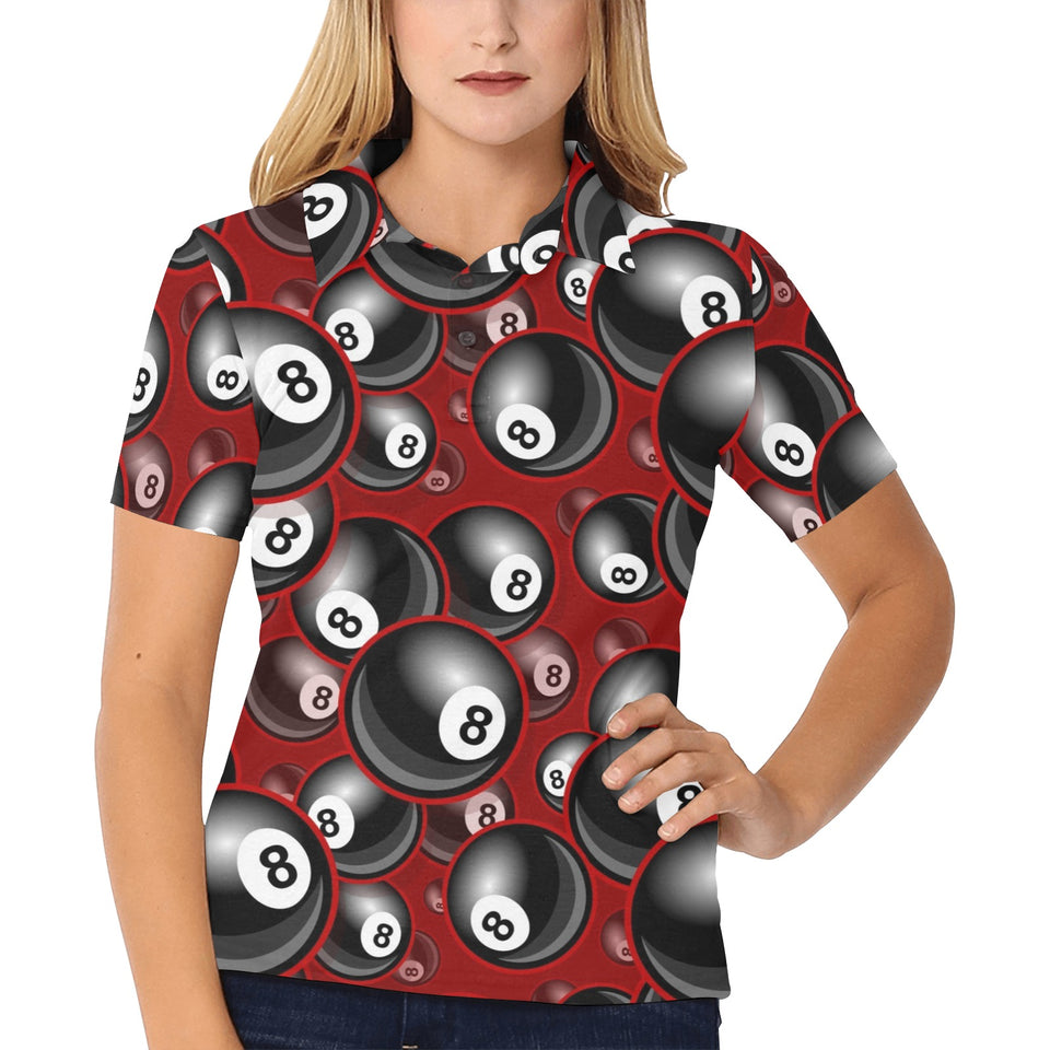 Billiard Ball Pattern Print Design 05 Women's All Over Print Polo Shirt