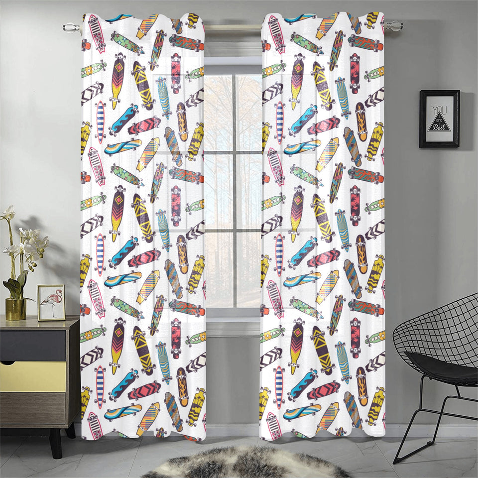 Skate Board Pattern Print Design 05 Gauze Curtain