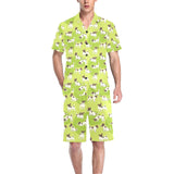 Jack Russel Pattern Print Design 01 Men's V-Neck Short Pajama Set