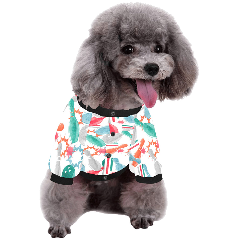 Watercolor bowling pattern All Over Print Pet Dog Round Neck Fuzzy Shirt