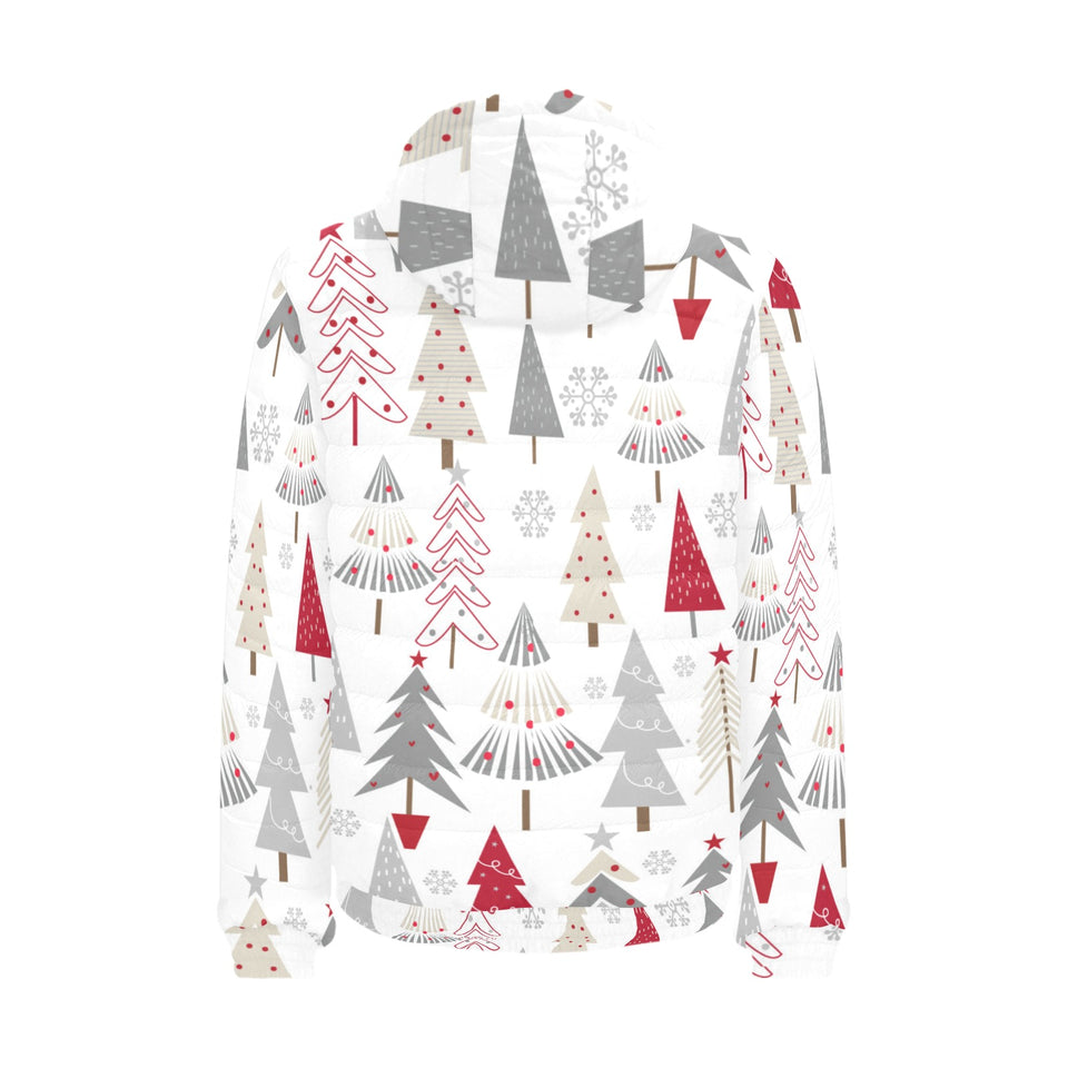 Cute Christmas tree pattern Men's Padded Hooded Jacket