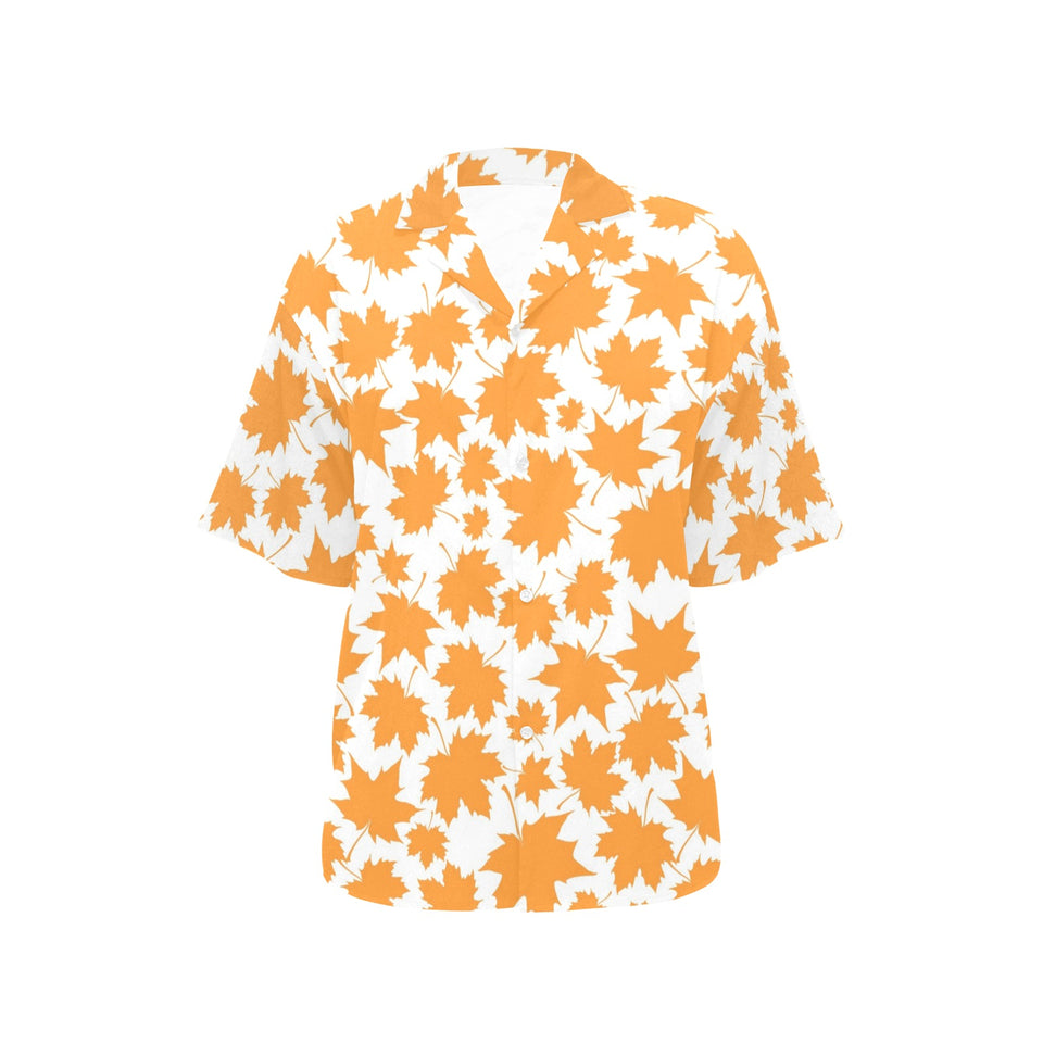 Orange Maple Leaf pattern Women's All Over Print Hawaiian Shirt