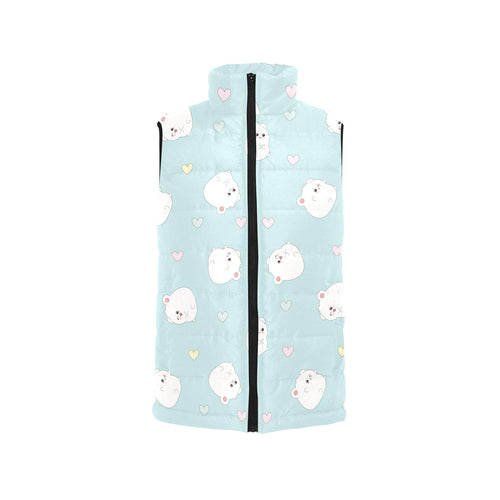 White cute hamsters heart pattern Men's Padded Vest