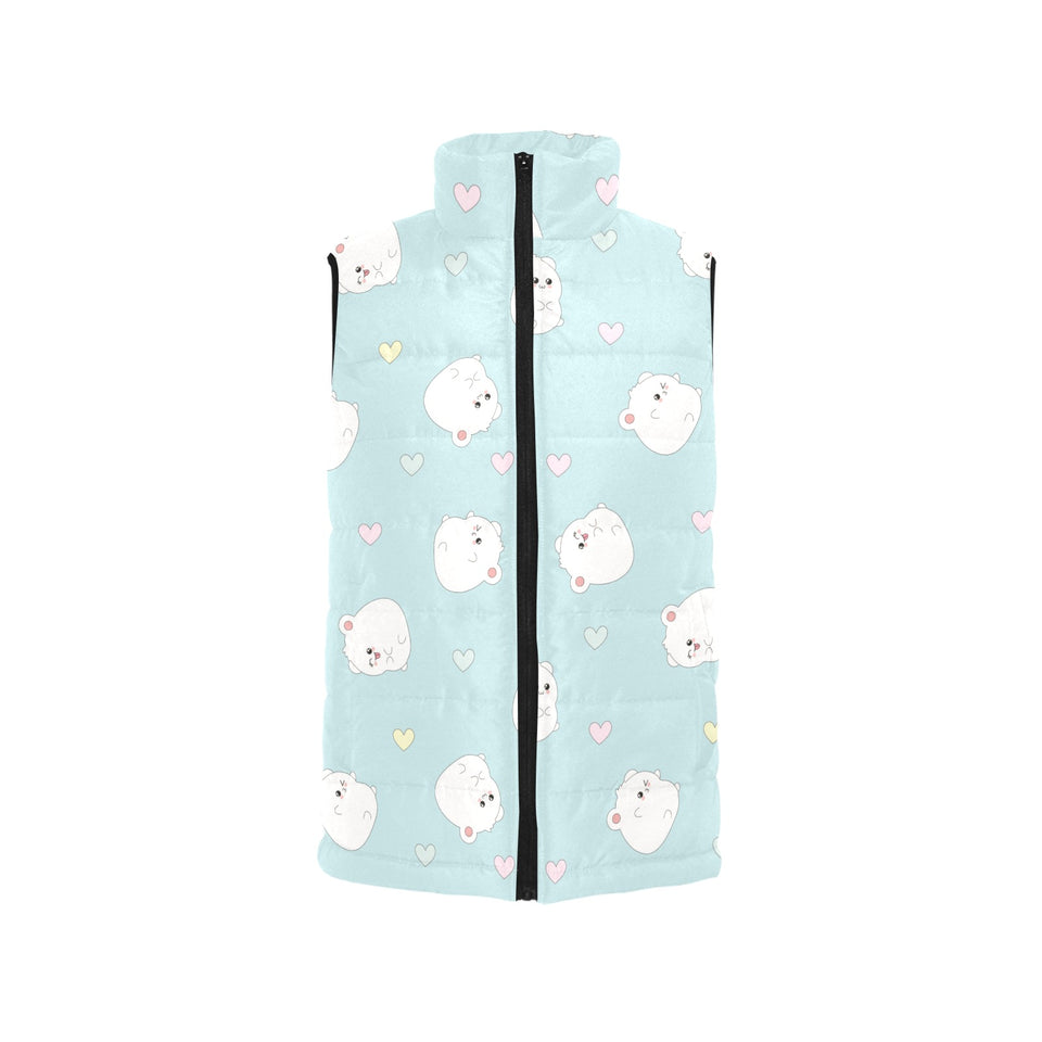 White cute hamsters heart pattern Men's Padded Vest